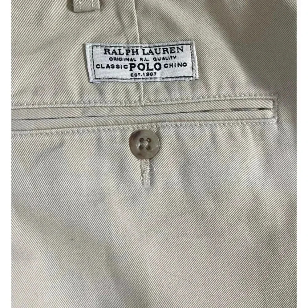 Vintage Polo by Ralph Lauren Men's Khaki Cotton Prospect Pants Size 30/40 Chino - Picture 3 of 11